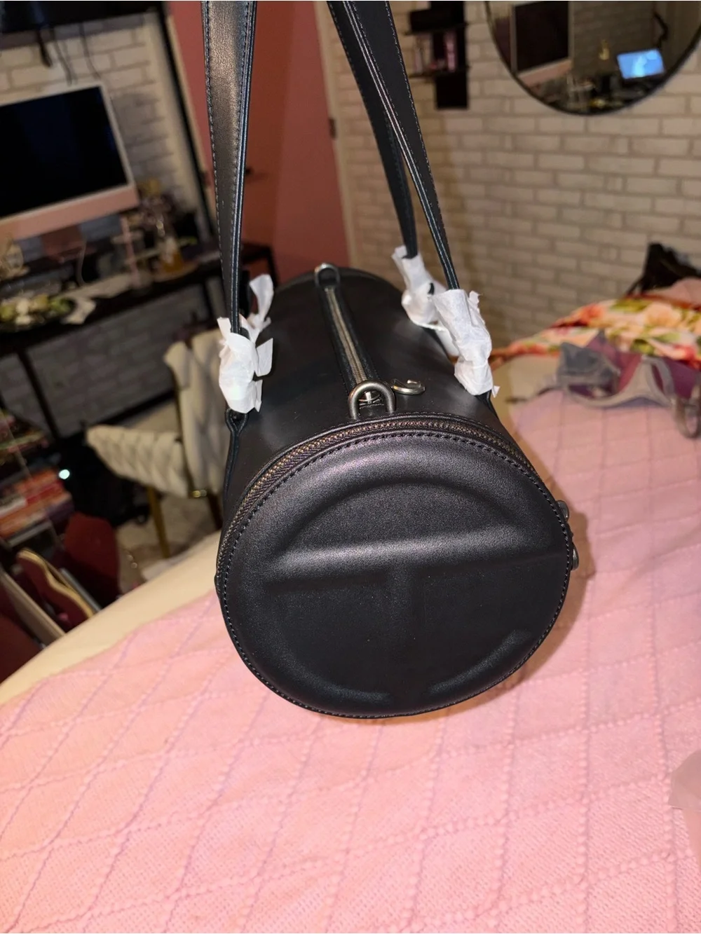 Telfar Black Cylinder Leather Shoulder Bag - Picture 3 of 3